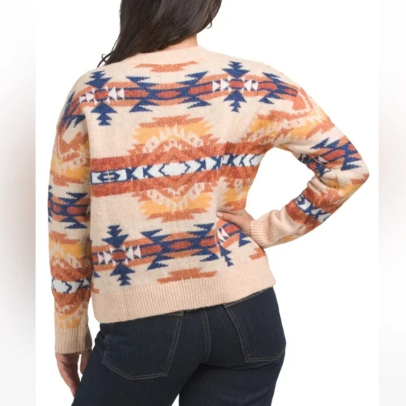 Lucky Brand Aztec Southwest Sweater Women’s Small Beige Multi - Picture 9 of 11